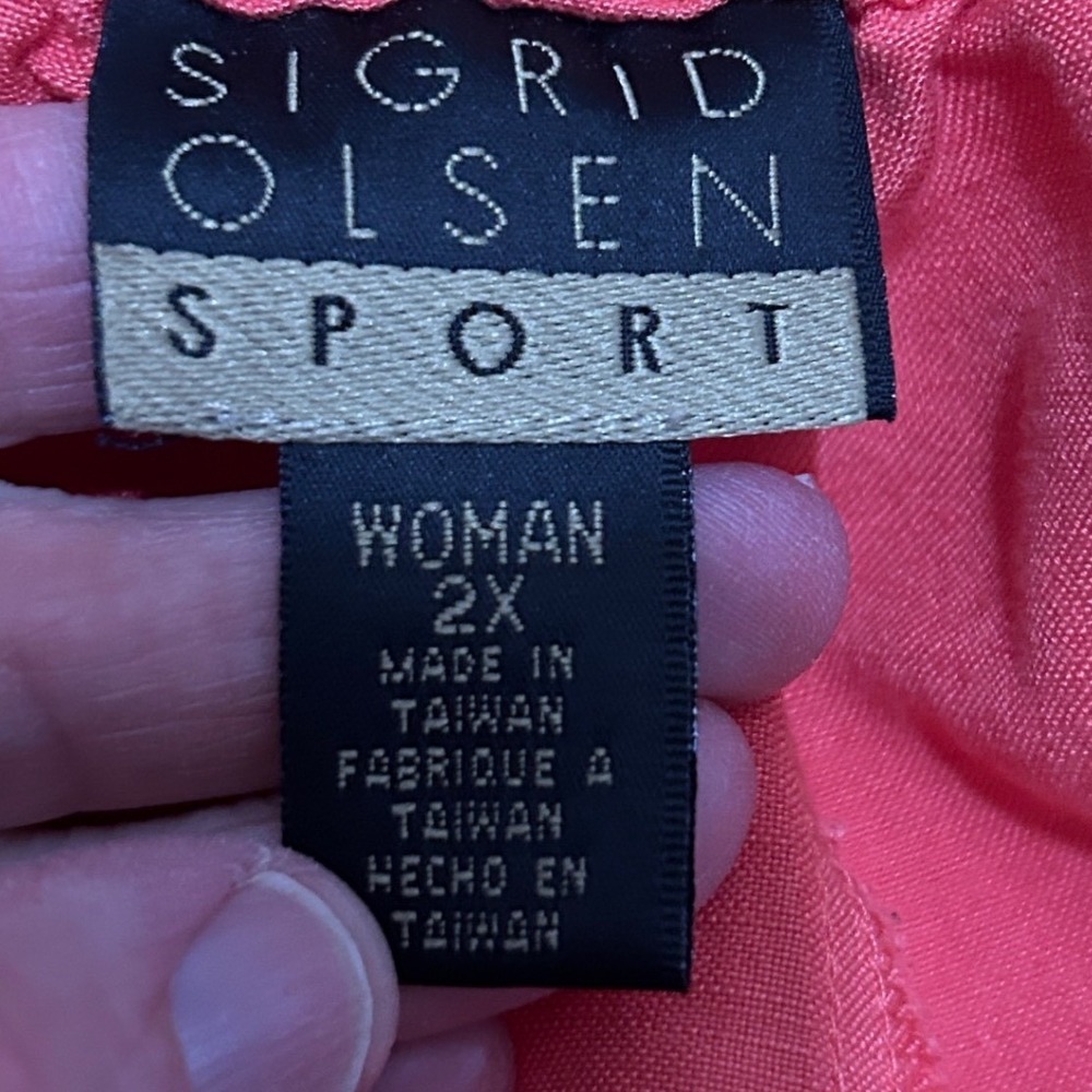Womens 1X Vintage Sigrid Olsen Sport Linen Rayon Coral Pant Set Resort Coastal - Picture 9 of 16